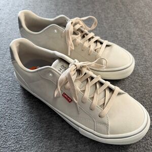 Levis Mens 50015125 Low Top Sneakers Cream Off White Casual Shoes #2028 Size 9.5